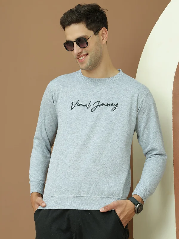 Graphic Sweatshirts VimaL Jonney Regular Fit Grey Printed Sweatshirt For Men