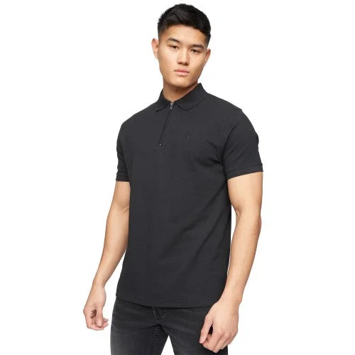 Leather Bags Crosshatch Mens Telepart Zip Neck Polo Shirt