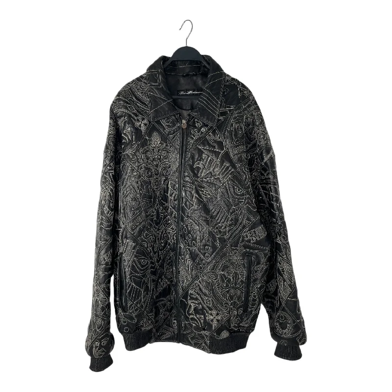 Classic Hoodies Pelle Pelle/Jacket/52/Leather/BLK/All Over Print/full embroidered jkt