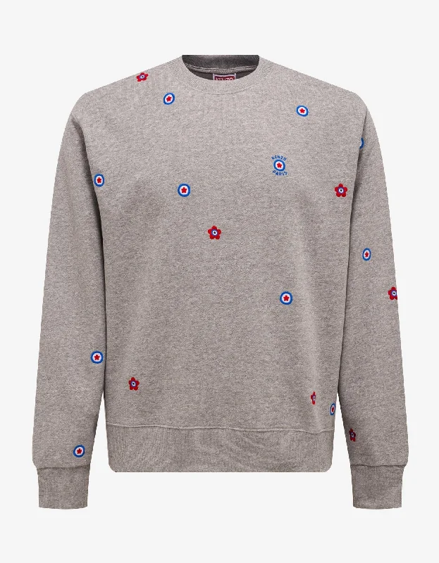 Light Jackets Kenzo Grey 'Kenzo Target' Embroidered Sweatshirt