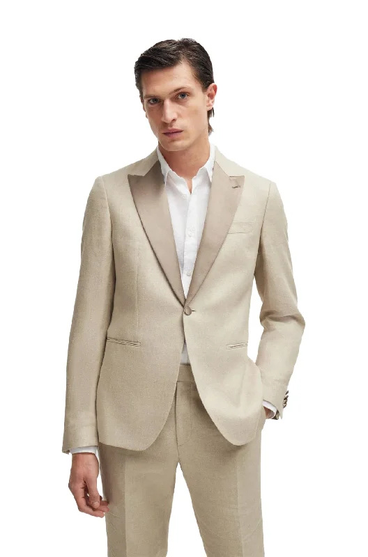 Utility Vests Men's  Linen Regular Dress Style  Peak lapel Two-Pieces Tuxedo Suit (Blazer+Pants)