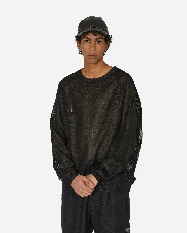 Button-up Shirts Utility Net Crew Longsleeve Top Black