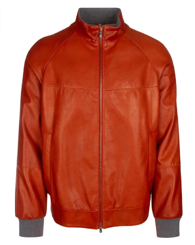 Work Clothes Brunello Cucinelli Men's Bomber Jacket In Orange