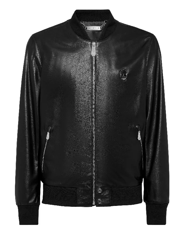 Turtleneck Sweaters Leather Bomber Skull