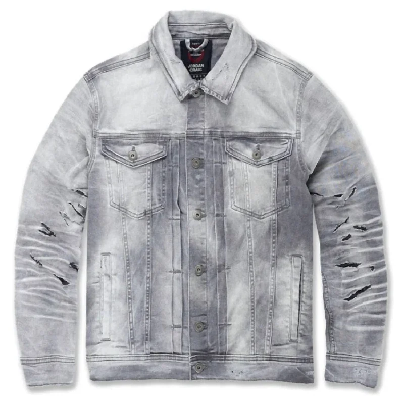 Smart Casual Men's Bayside Denim Trucker Jacket In Arctic Grey