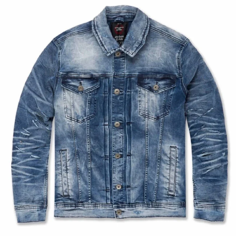 Casual Suits Men's Bayside Denim Trucker Jacket In Deep Blue