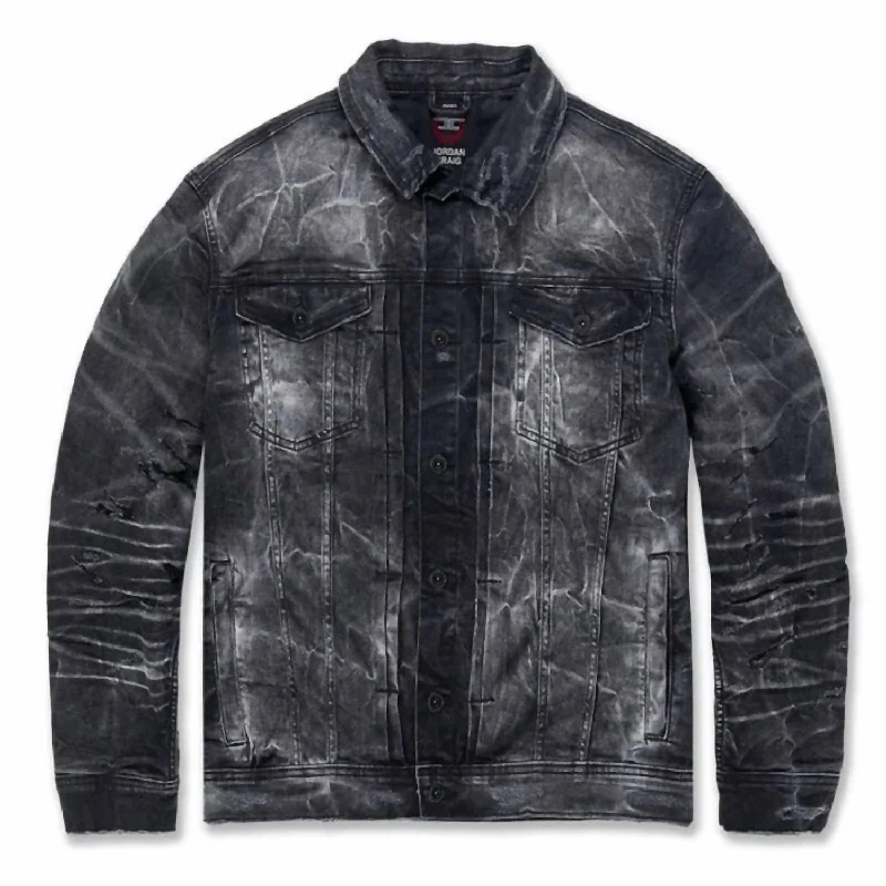 Urban Style Men's Bayside Denim Trucker Jacket In Industrial Black