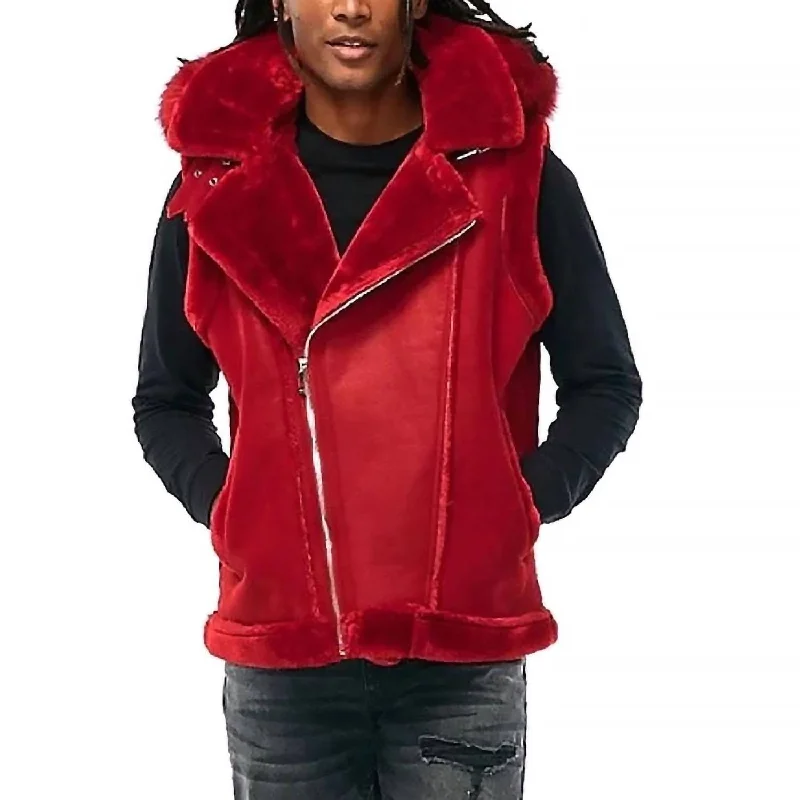 Tailored Coats Men's Denali Shearling Vest In Red