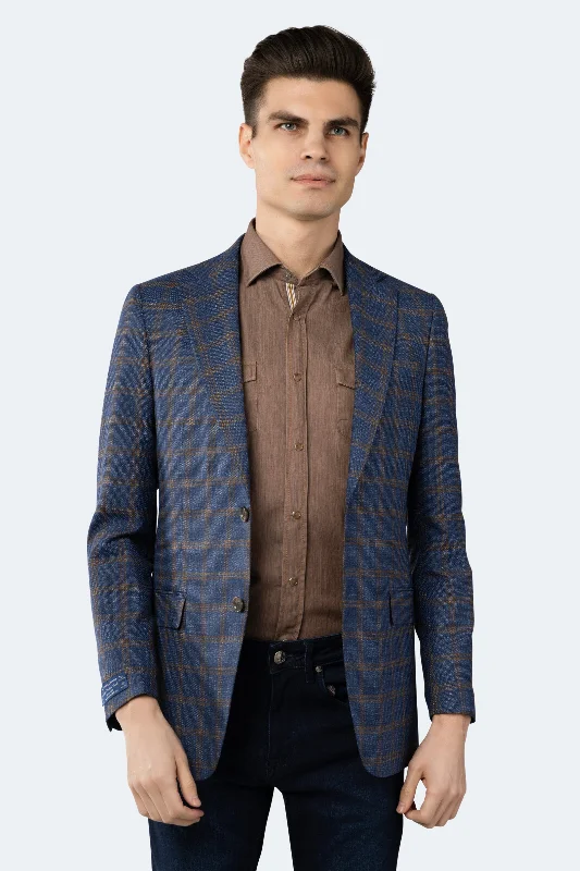 Designer Scarves Navy Plaid Sportcoat