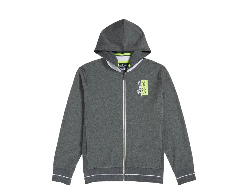 Statement Shirts Psycho Bunny Dovedale Zip-Up Heather Storm/Lime Men's Hoodie B6H204N1FT-HST