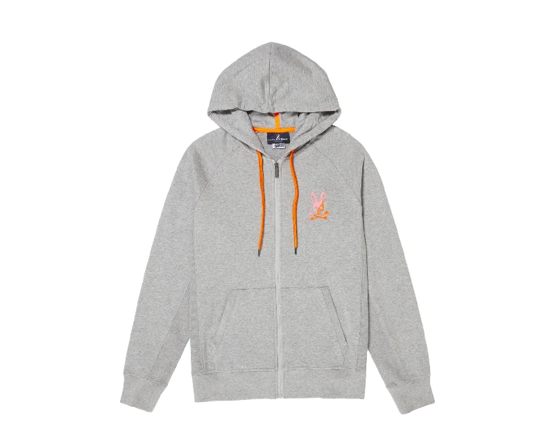 Casual Coats Psycho Bunny Drake Zip-Up Heather Grey/Orange Men's Hoodie B6H972L1FT-HGY