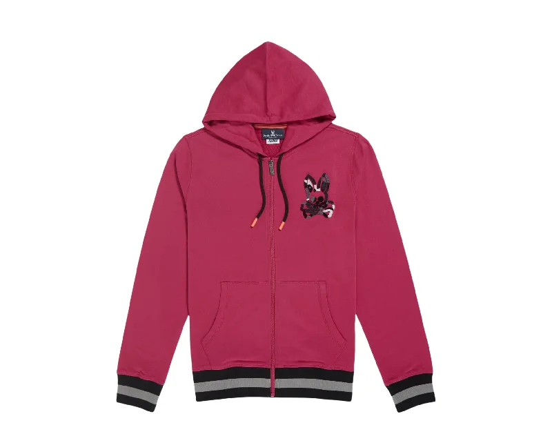 Summer Jackets Psycho Bunny Howgate Camo Cranberry Hoodie B6H209Q1FT-CRAN