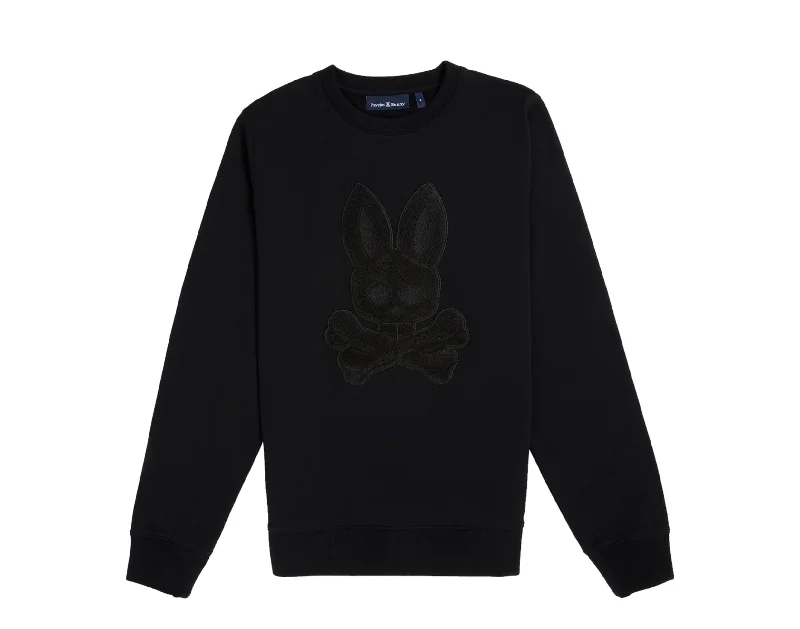 Preppy Style Psycho Bunny Men's Wayne Chenille Patch Sweatshirt Black B6S369Z1FT-BLK