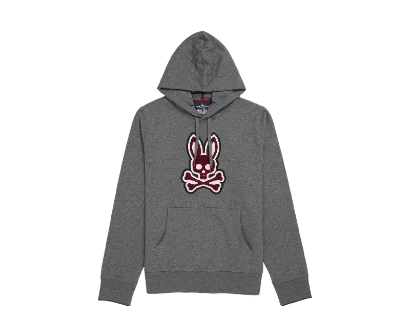 Stylish Hats Psycho Bunny Patchin Chenille Bunny Logo Grey Men's Hoodie B6H849U1FT-HST