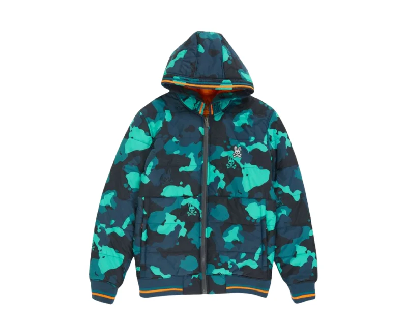 Winter Accessories Psycho Bunny Urswick Camo Midnight Ocean Jacket B6N219Q1PO-MNA