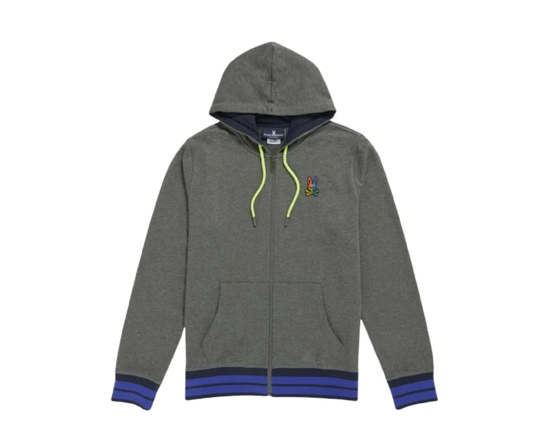 Sporty Jackets Psycho Bunny Warwick Color-Block Logo Heather Storm Hoodie B6H111Q1FT-HST