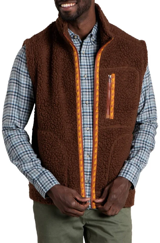 Boho Menswear Sespe Sherpa Vest In Dark Roast