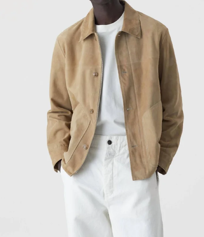 Urban Shirts Suede Blouson Jacket In Taupe