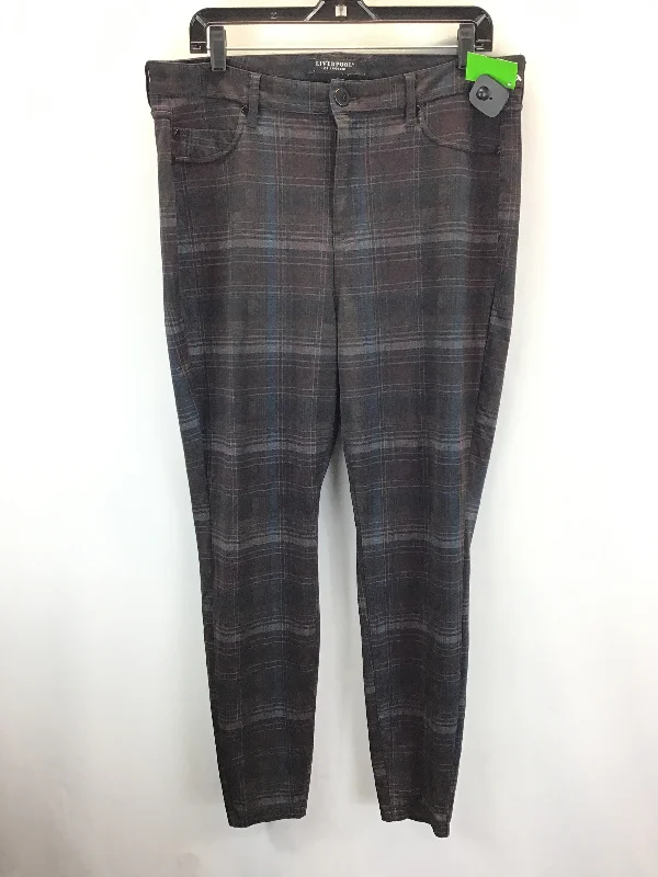 Button-up Shirts Pants Cropped By Liverpool In Plaid Pattern, Size: 16