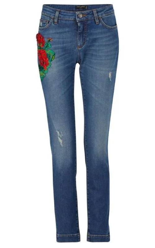 Winter Coats Embroidery Skinny-fit Jeans