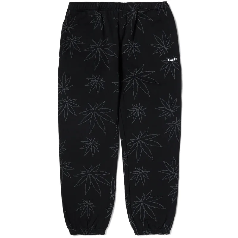 Printed Trousers HUF PLANTLIFE FLEECE PANT // BLACK