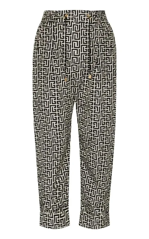 Sporty Jackets Monogram Print Cropped Track Pants