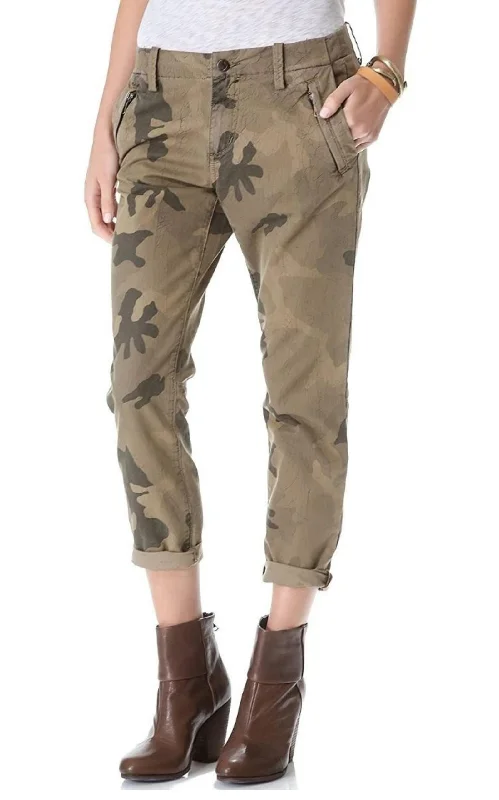 Lightweight Coats Camo Straight Leg Ankle Trousers