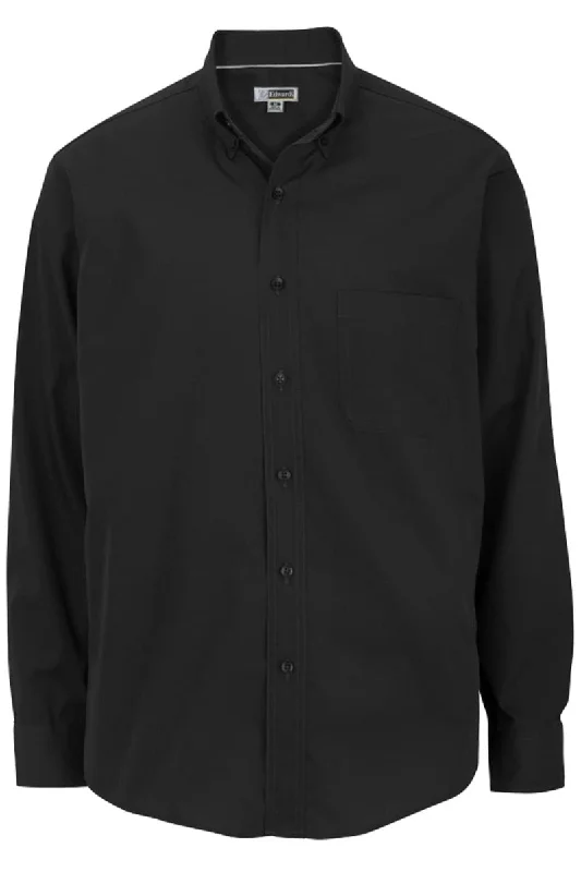 Modern Coats Men's Lightweight Long Sleeve Poplin Shirt - Black