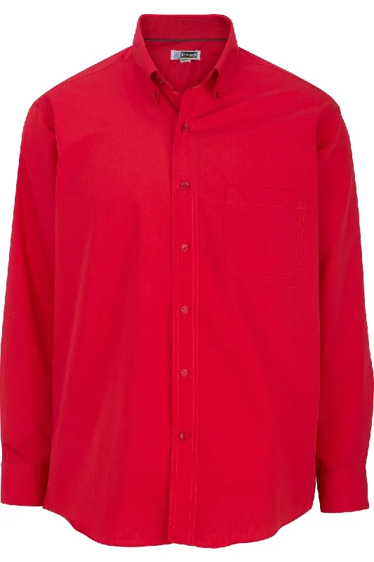 Street Shorts Men's Lightweight Long Sleeve Poplin Shirt - Red