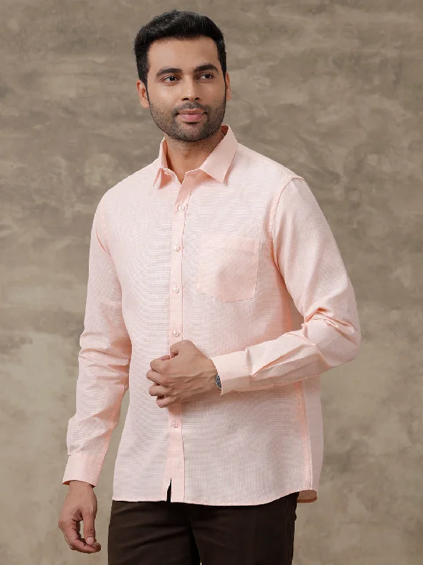 Classic Leather Men Cotton Blend Shirt Light Pink T25 TA4