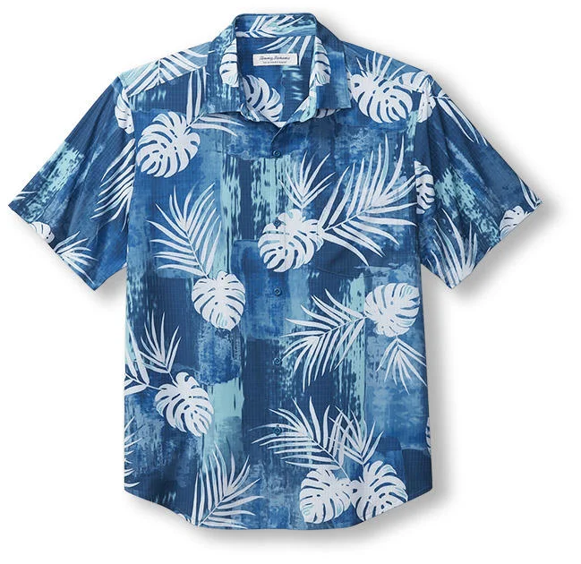 Street-inspired Tommy Bahama Bahama Coast Legendary Leaves Camp Shirt - Greek Isle