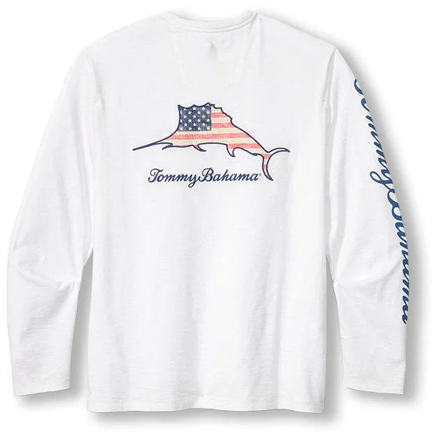 Designer Scarves Tommy Bahama Big & Tall Patriotic Billboard Lux Long Sleeve T-Shirt - White