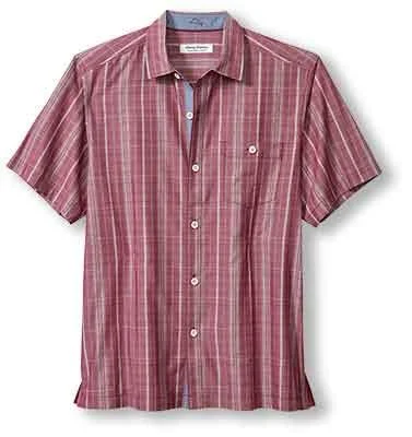 Luxury Suits Tommy Bahama IslandZone Coconut Point Samba Stripe Camp Shirt - Moroccan Plum