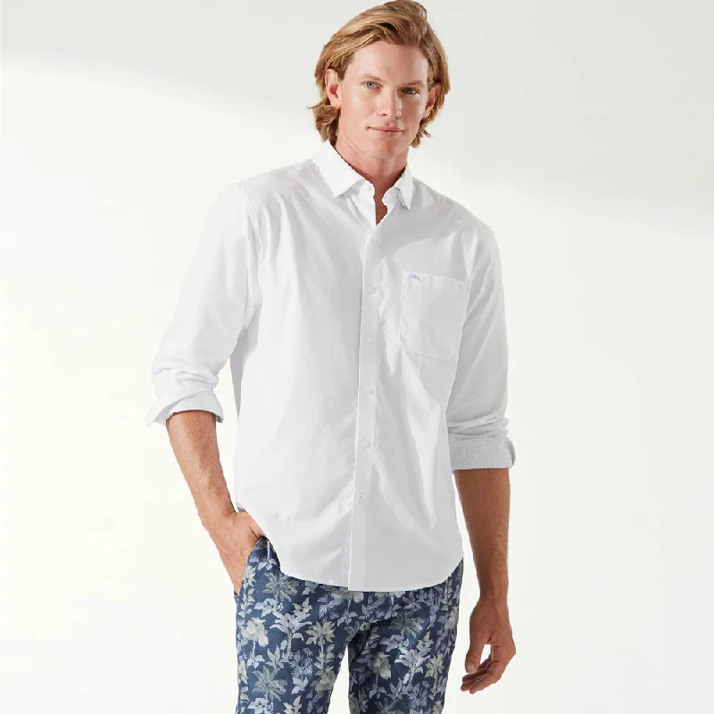 Printed Trousers Tommy Bahama Sarasota Strtch Ventura Stripe Sport Shirt - White