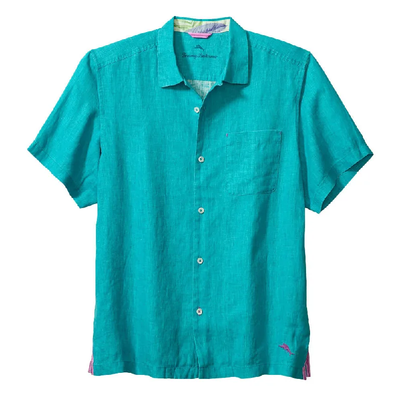 Urban Shirts Tommy Bahama Sea Glass Linen Short Sleeve Camp Shirt - Riviera Azure