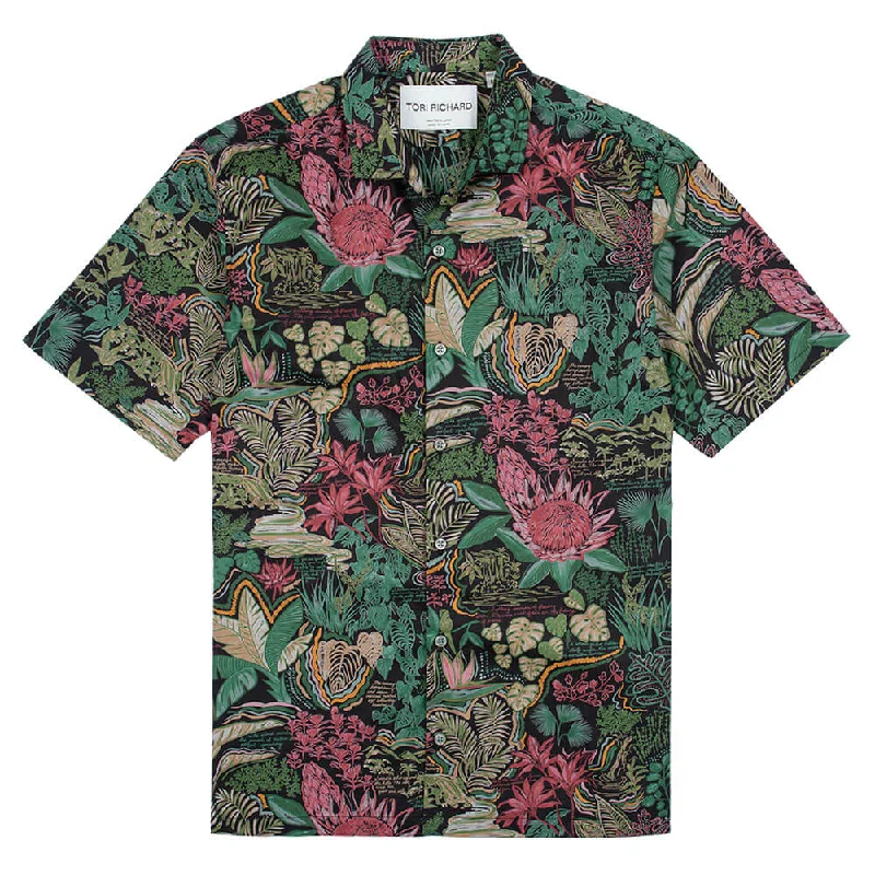 Bold Prints Tori Richard Mele's Sketchbook Cotton Lawn Camp Shirt - Forest Green