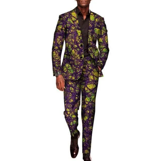 Slim Trousers African Two Piece Suit