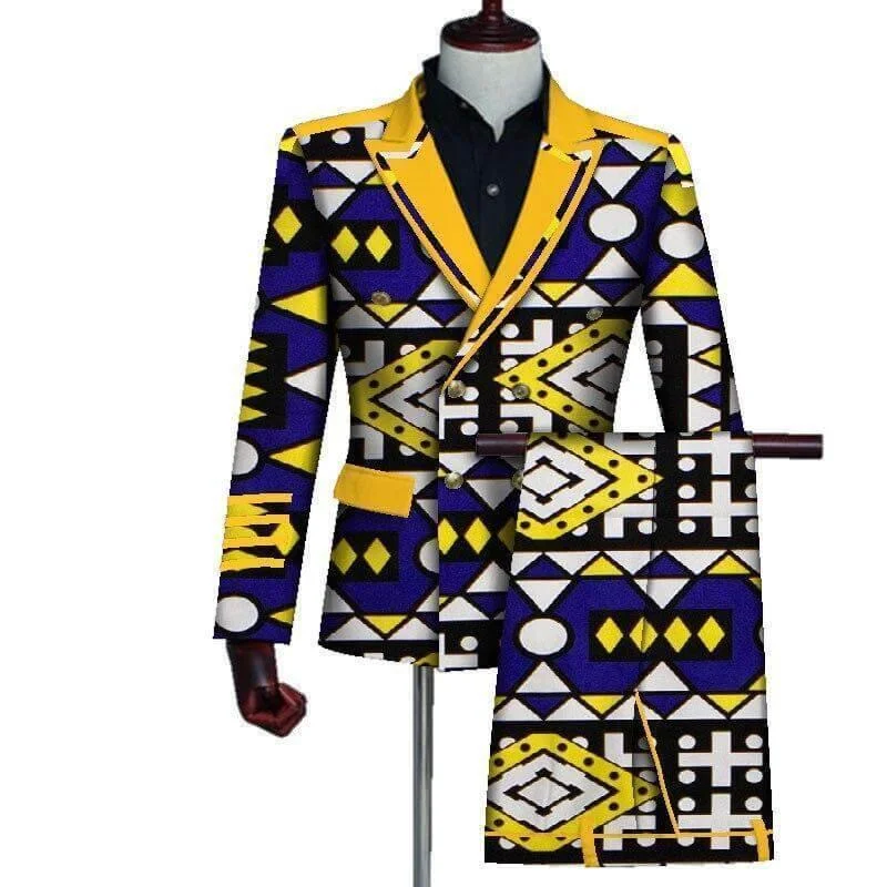 Preppy Pants African Double-Breasted Two Piece Suit