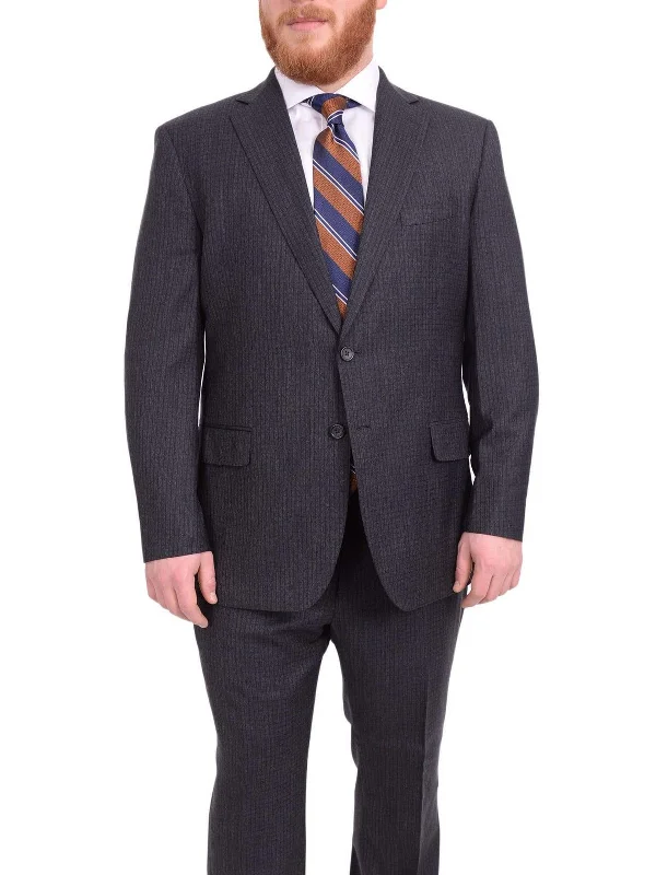 Jogging Suits Blujacket Classic Fit Charcoal Gray Check Half Canvassed Marzotto Wool Suit