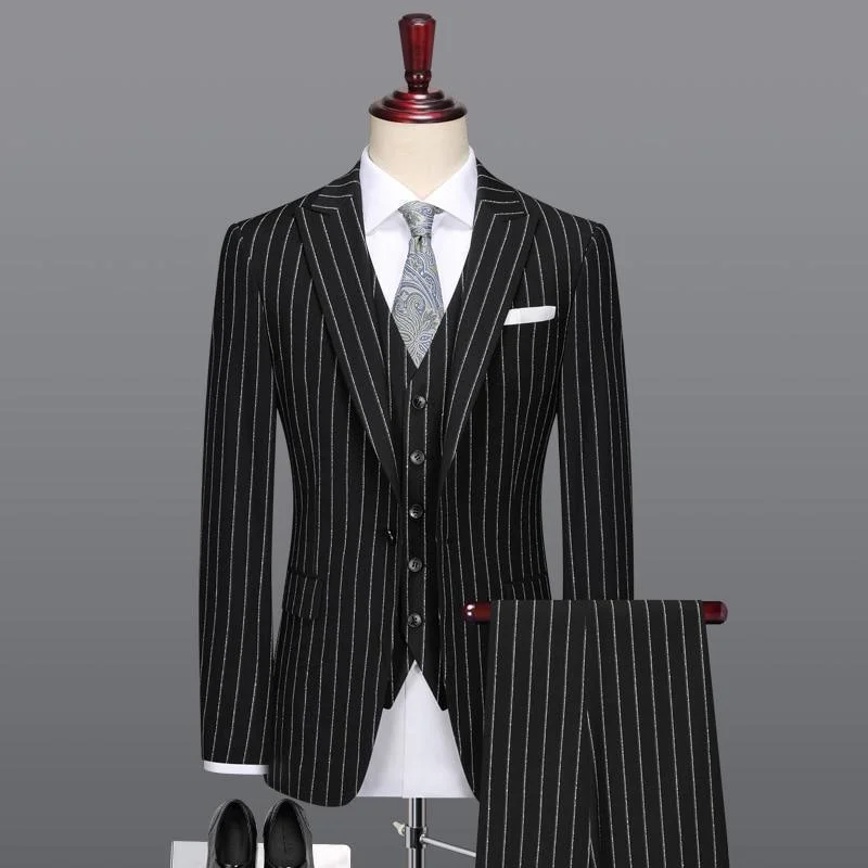 Modern Menswear Deal Striker Pinstripes Three Piece Suit