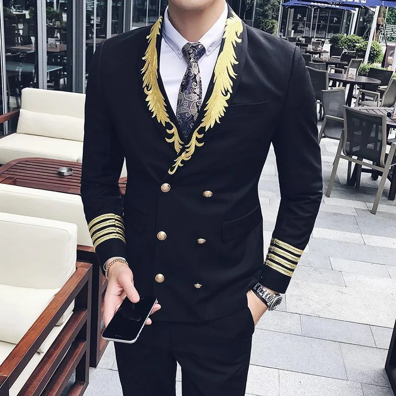 Cargo Shorts Embroidery Prom Suit For Men