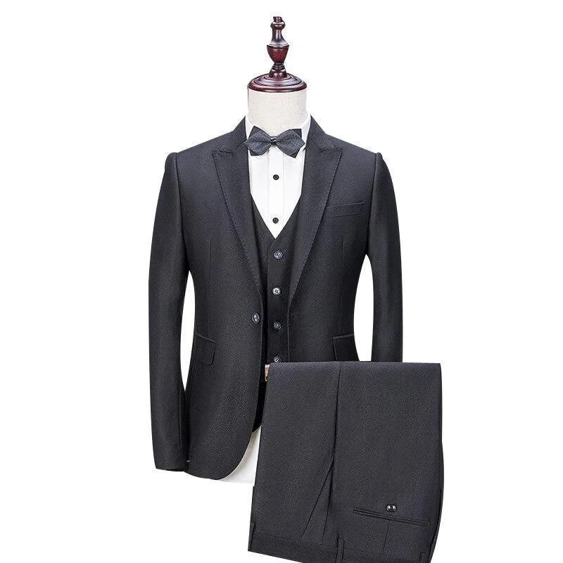 Trendy Joggers Grand Event Black Three Piece Men Suit