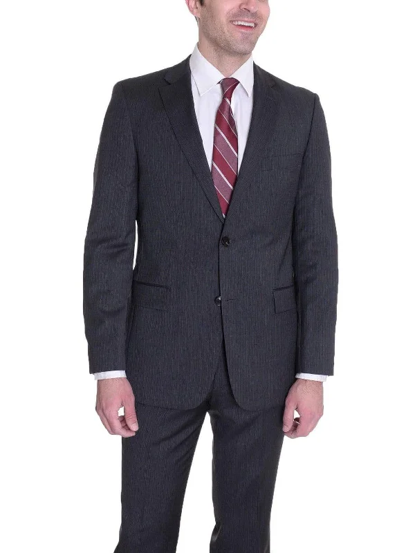 Trendy Sweaters Hugo Boss Pasini2/movie2 Classic Fit Gray Striped Super 100 Wool Suit 40L