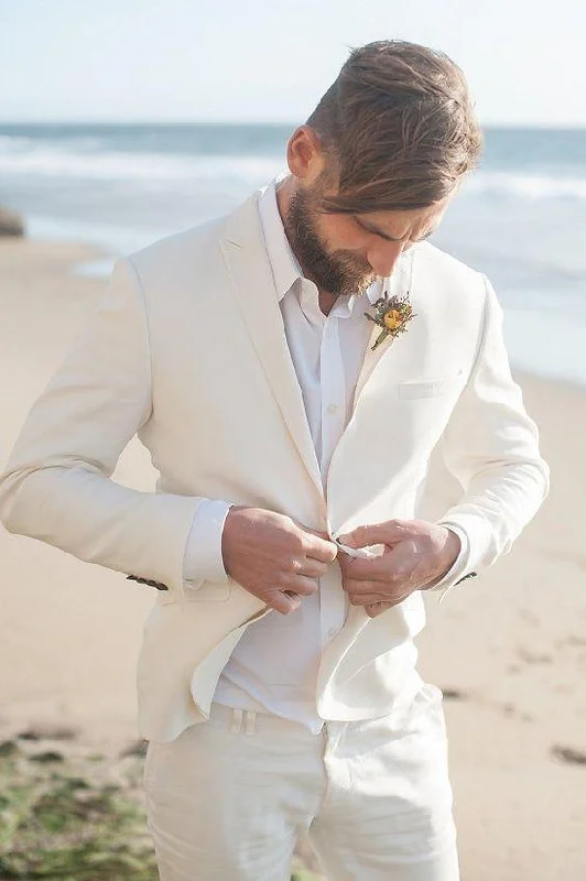 Graphic Sweatshirts White Linen Wedding Suit