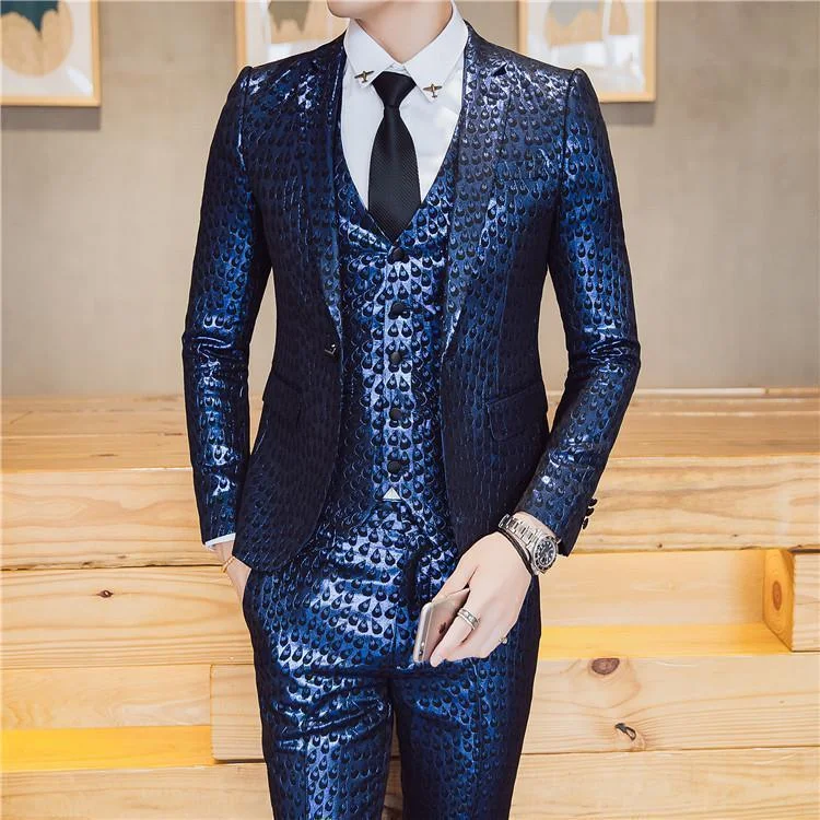 Cool Jackets M. Jagger Jacquard Three Piece Suit