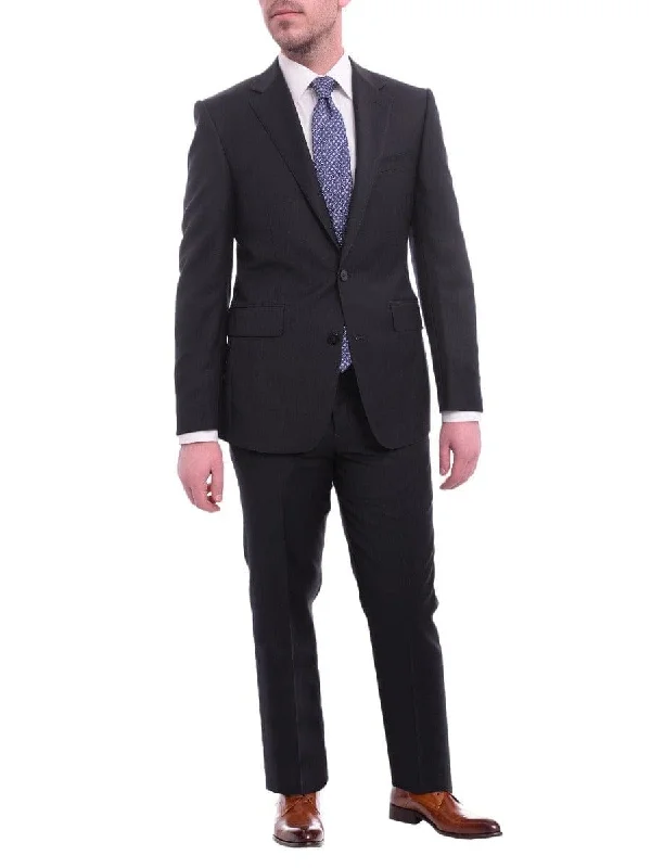 Cargo Pants Napoli Classic Fit Solid Navy Blue Two Button Half Canvassed Wool Cashmere Suit