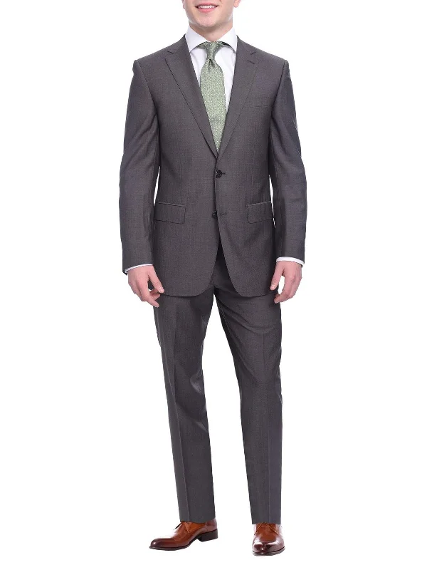 Classic Blazers Napoli Slim Fit Solid Gray Half Canvassed Super 150s Marzotto Wool Suit