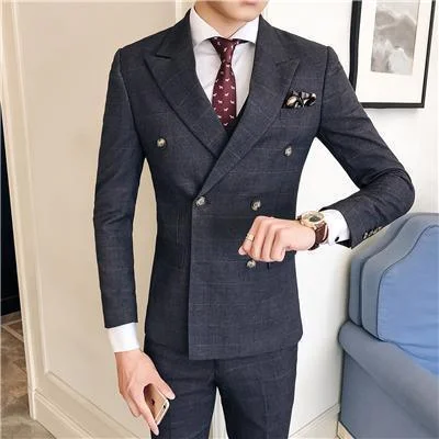 Athletic Wear Never Late Plaid Double Breast Suit