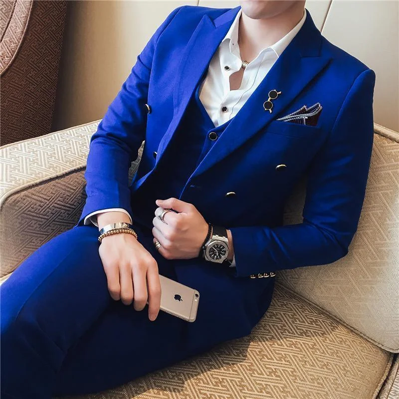 Preppy Style Private Meeting Slim Fit 3 Piece Suit