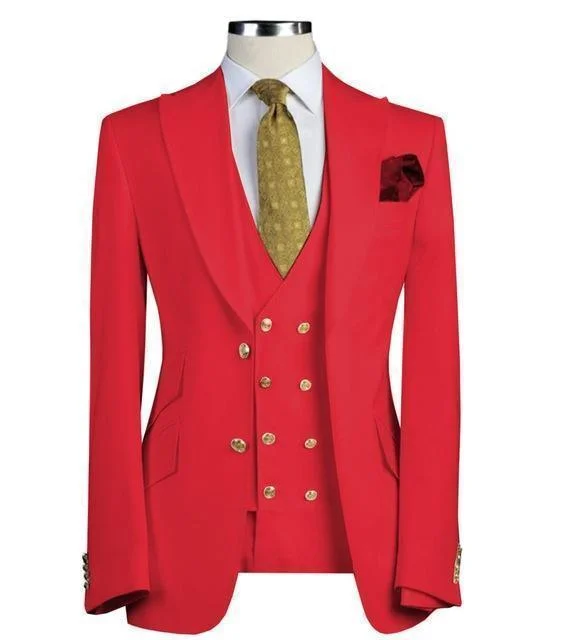 Designer Footwear Uebert Red Three Piece Suit